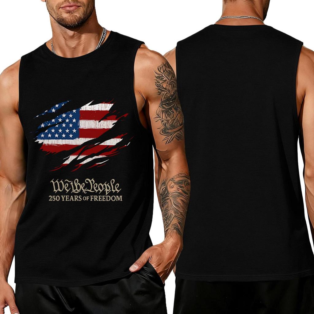 Men 4th Of Shirts USA Muscle Sleeveless Shirt Patriotic Tank Tops