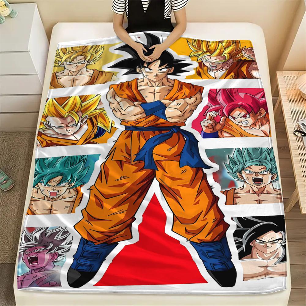 Son Goku Print Flannel Blanket, Suitable for Bedrooms, Sofas, Beds, Chairs, Picnics, Travel, Warm Soft -HE16