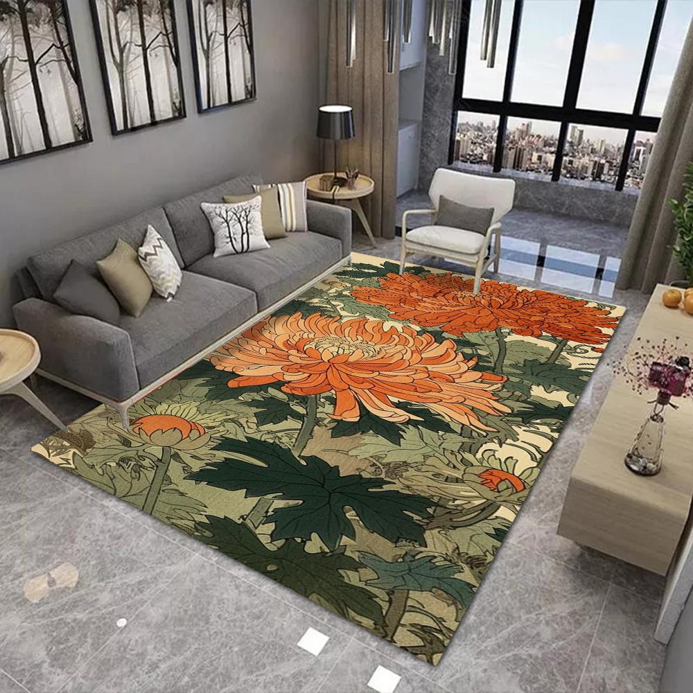 Vintage Floral Pattern Floor Mat Various Styles with Big Red Peonies and Colorful Blooms NonSlip Door Mat for Home Decor