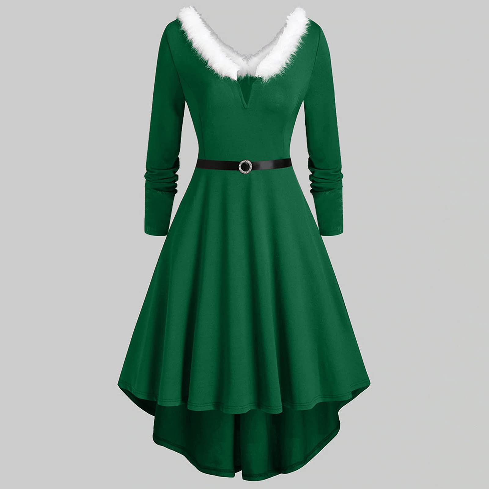 

Women s Long Sleeved Hooded Patchwork Hem Irregular Long Sleeved Dress XXL