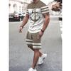 Anchor And Stripe T shirt Shorts Set 3D Color Block Print Men Women T-shirt Outfits Outdoor Street Sport Tee Two-Piece Set