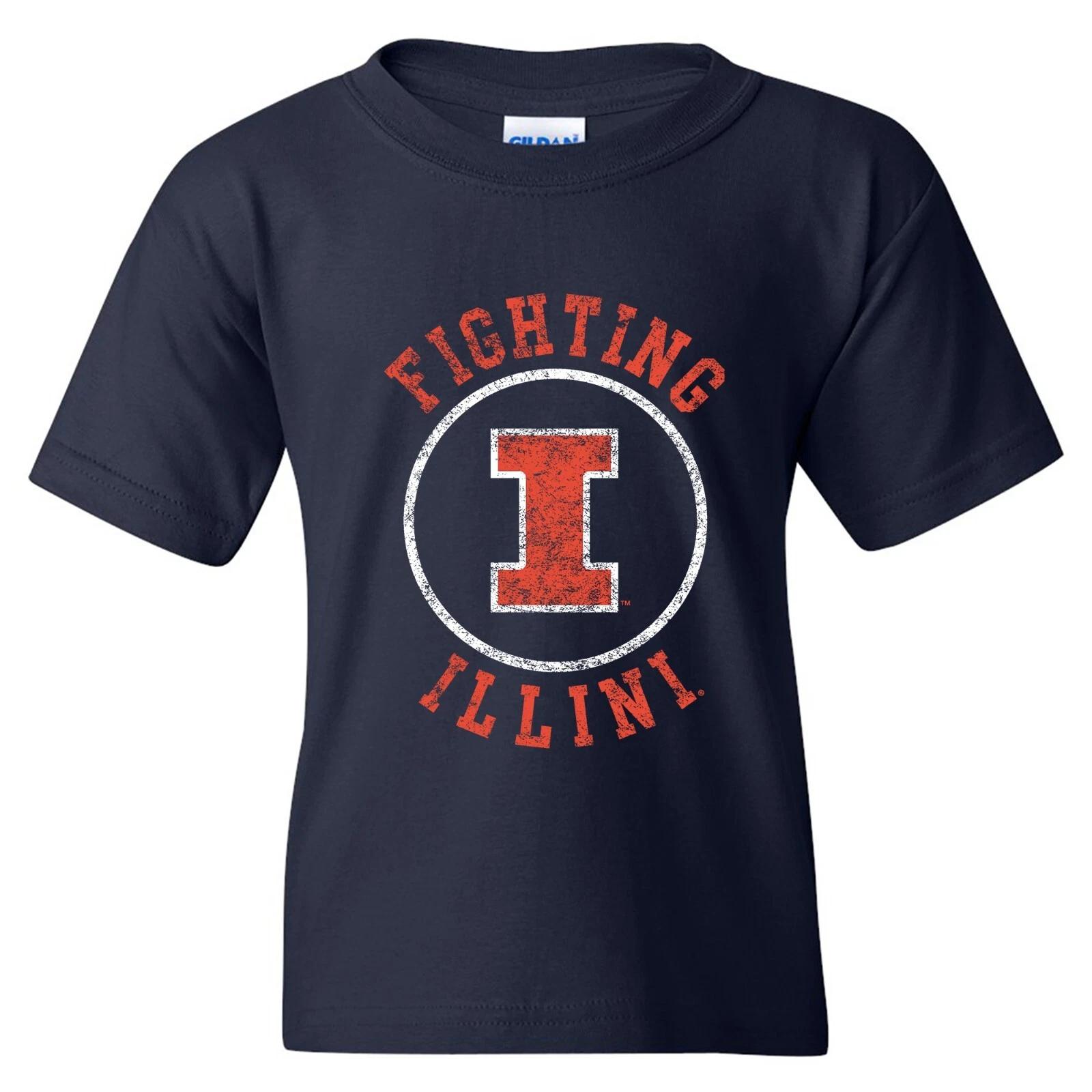 Illinois Fighting Illini Distressed Circle Logo Youth T-Shirt - Navy L
