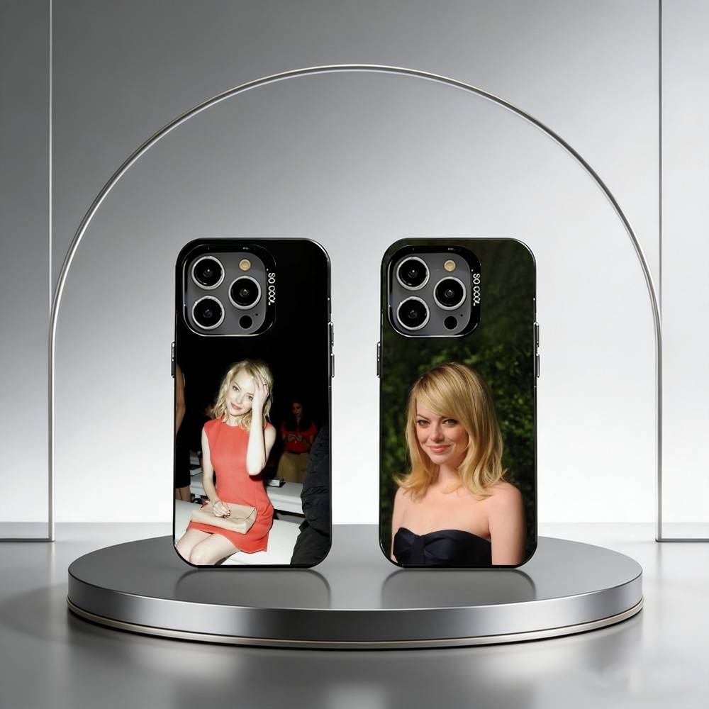 Emma Stone Phone Case For iPhone 17,16,15,14,13,12,11 Plus,Pro Max,XS,Colored Silver Plated Inside Cover