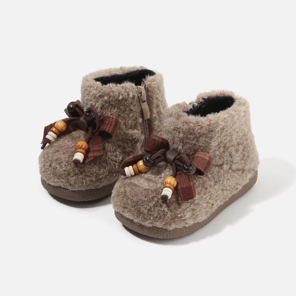 Kurze Stiefel mit Lammwolle gefüttert für Mädchen - Herbst/Winter Schneeschuhe für Kleinkinder