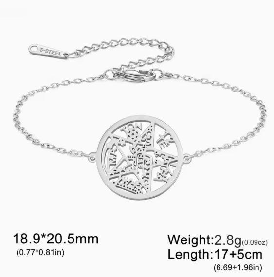 Stainless Steel Double Pendant Necklace with Witch Knot & Star