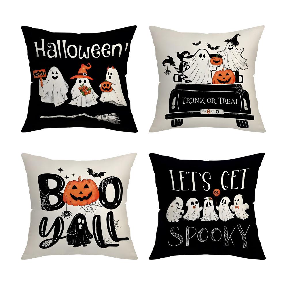 Nordic Halloween Day of The Dead Ghost Trick or Treat Cushion Cover Single Sided Modern Print Cushion Cover