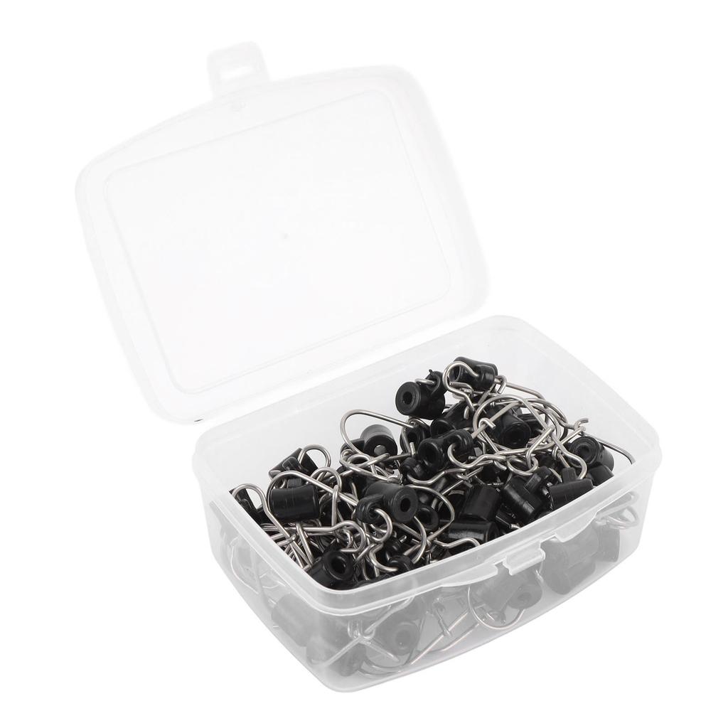 50PCS Fishing Line Sinker Slides Stainless Steel Double Lock Heavy Duty Sinker Slider with Box