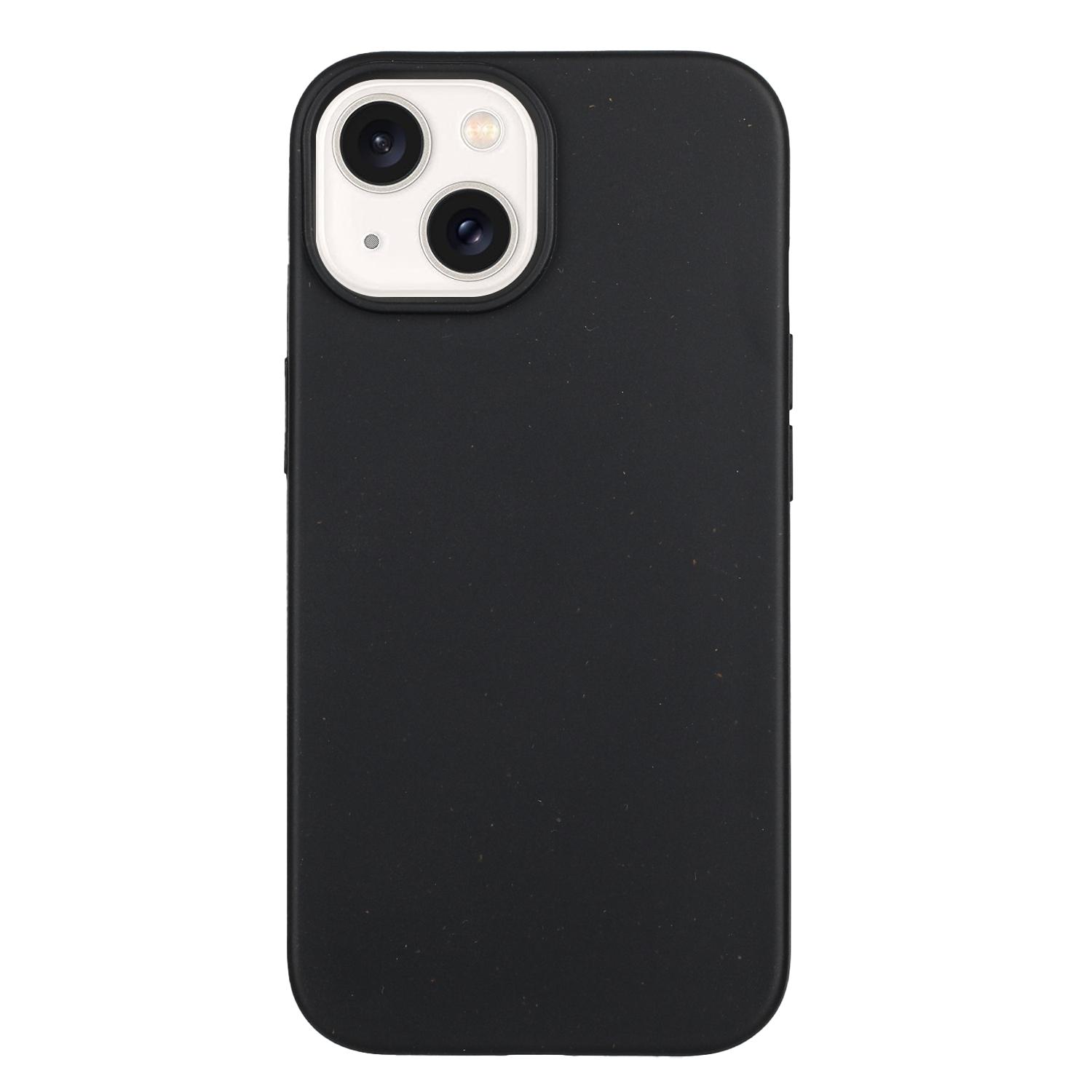 

For iPhone 13 Case Smooth Tough Wheat Straw+TPU Magnetic Phone Cover Black