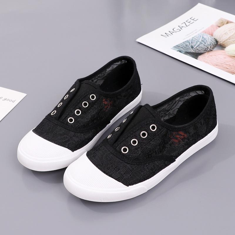 Mode Damen Spitze Aushöhlungen Canvas Ballerinas Atmungsaktive Weiße Ballett-Inspirierte Sneaker Bequemes Allround-Schuhwerk Leichte Schuhe
