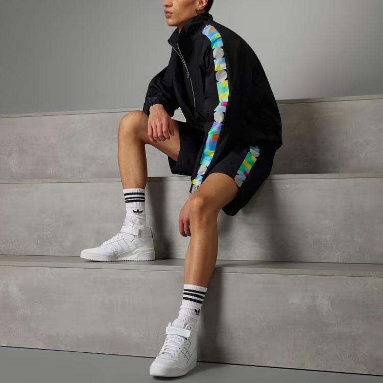 adidas Manchester United Peter Saville Fantasia Geometrica Stampata Color Block Collo Alto Manica Lunga Giacca Uomo Giacca Nera HY4739