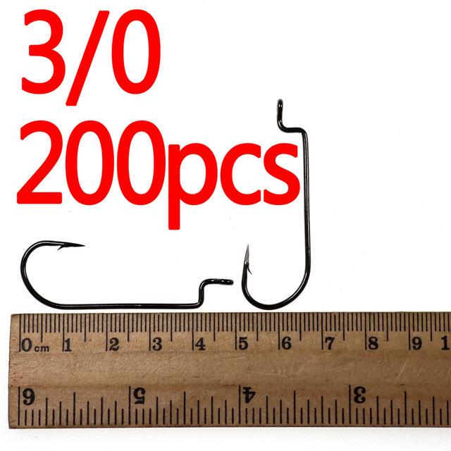 200PCS Enge Lücke Wurm Haken für Carolina Rig Weichen Köder Haken für Bass Fishing Bass Fliegen Binden Haken 5/0 4/0 2/0 2 4 6