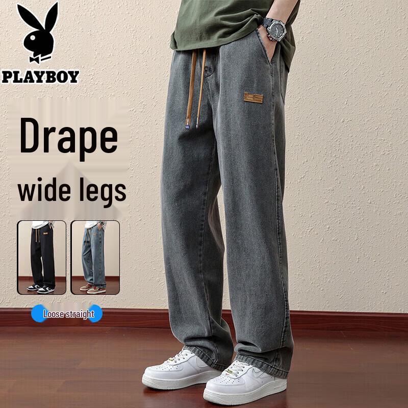 PLAYBOY Men s Loose Straight-Leg Casual Jeans L