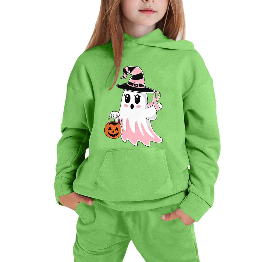 Kids Halloween Hoodie Ghost Print Pullover Sweatshirt with Hood Long Sleeve Casual Top for Boys Girls