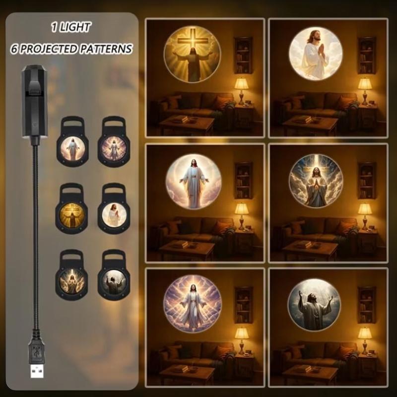 Religious Character Theme Portable Usb Projection Lamp 12 Patterns Decorative Night Light For Events And Room Use