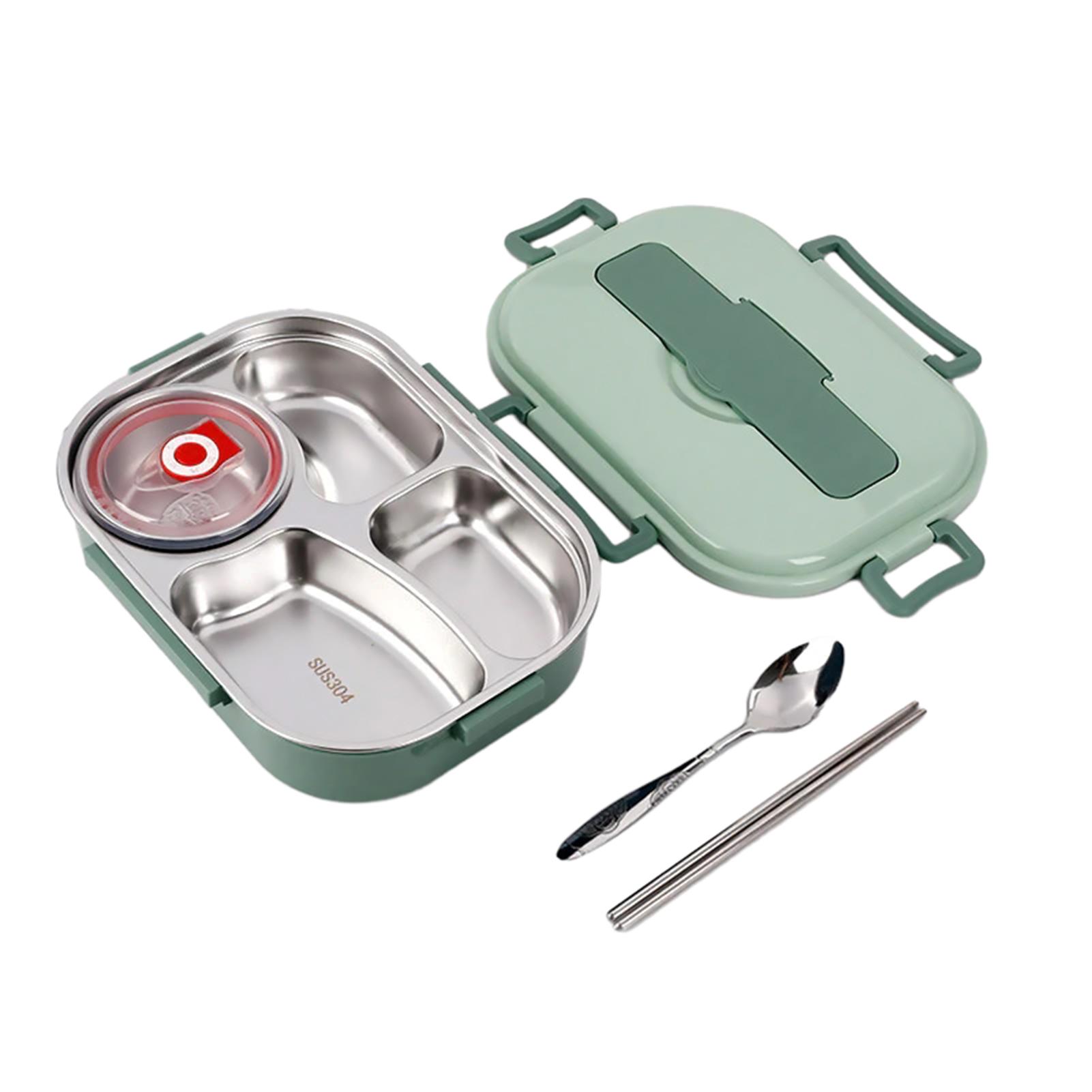 

Divided Insulated Lunch Box Easy Cleaning Food Freshing Box For Student Three lattice зелёный