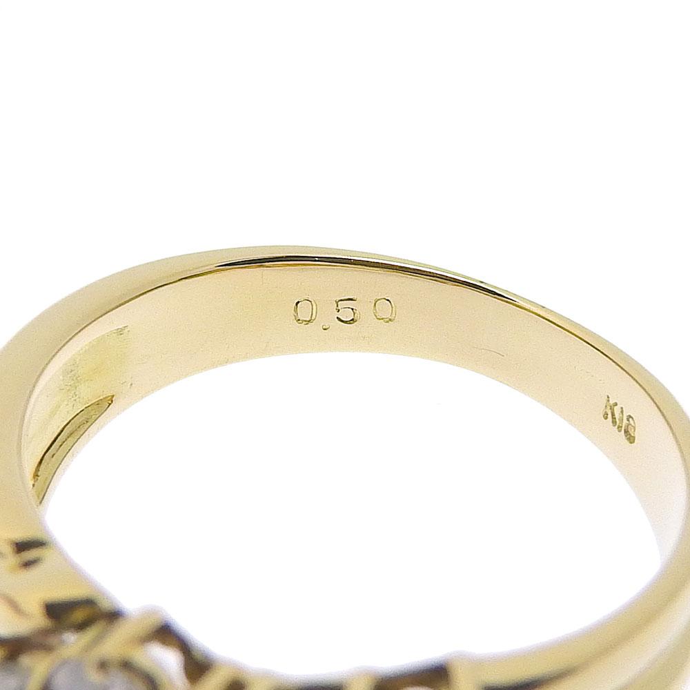 Ring K18 yellow gold/diamond #5.4(US Size) 4.5g Women Used