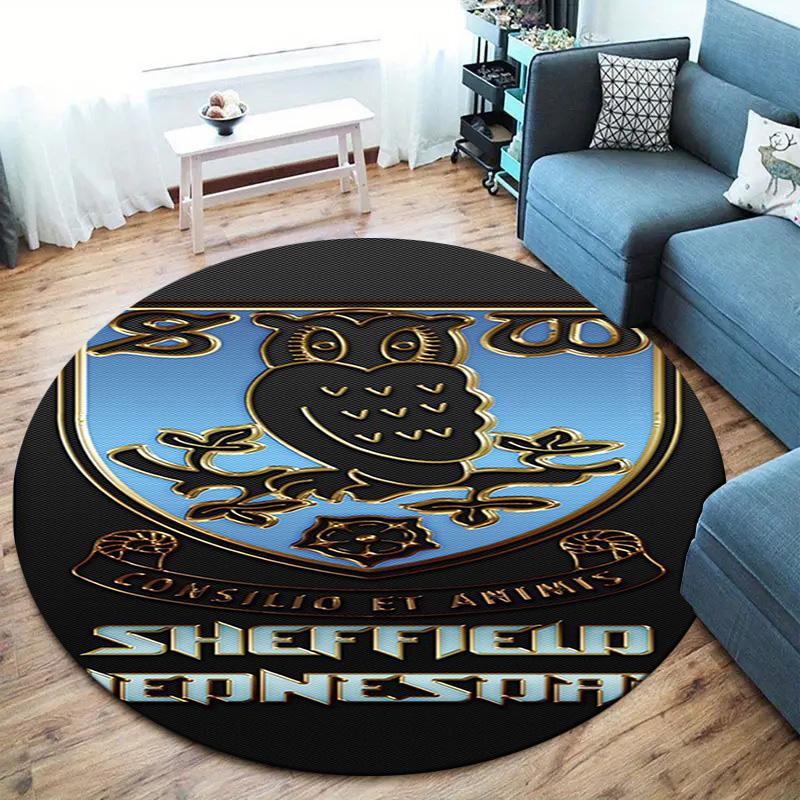 Sheffield Wednesday Football Club Round Area Rug,Carpet Rug for Living Room Bedroom Sofa Playroom Decor,Non-slip Floor Mat
