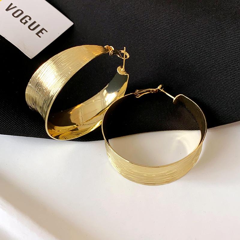 Silver Needle European and American Round Leaf Earrings High Sense Geometric Earrings Fashion Heavy Industry Design Sense Earrings