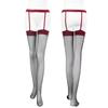 Black/Red Thigh-high Nylon Stockings Cosplay Sexy Erotic Lingerie Garter Belt Long Stockings Lady Ultra-thin Transparent Tights