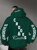 Staggered Letters Back Sleeves Same Print Hooded Sweater Loose Shoulder Men and Women Same High Street