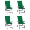 vidaXL High-back Chair Adjustable 4 Pcs. with Cushions Solid Wood Acacia