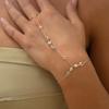 Gold Color Stainless Steel Hand Chain Bracelets For Women Summer Jewelry Luxury Waterdrop Shape Rhinestone Link Ring Bracelets