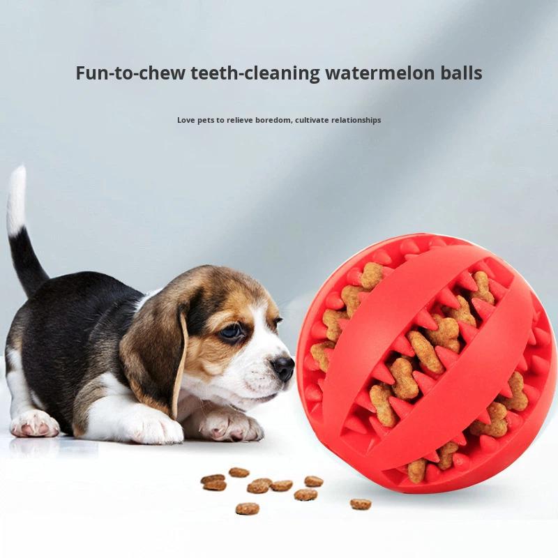 2025 Eco-Friendly Durable Watermelon Rubber Puzzle Ball Bite-Resistant Slow Feeder Chew Toy Boredom Buster Anxiety Relief