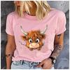 Unisex Womens Cotton  Cute Yak Print Tshirt Loose Round Neck Casual Short Sleeve Fashion Top  Clothing Summer
