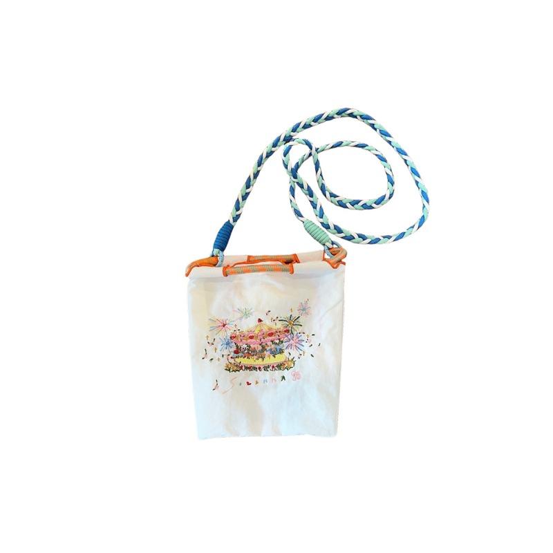 42 Mini Embroidered Small Cloth Bag Oxford Cloth Hand Bag Student Crossbody Portable Lipstick Mobile Phone Storage Bag