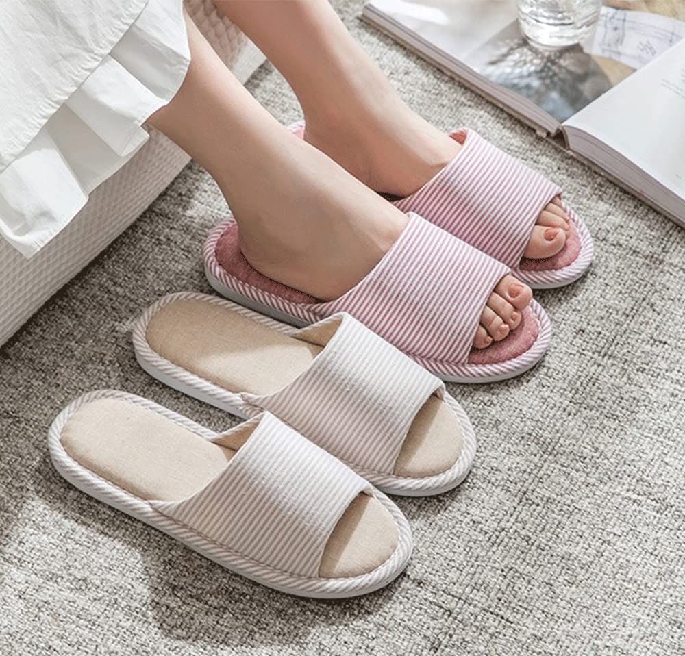 Tzrcyc Indoor Room House Guest and Room Couple Office Set of 4 Slippers, Open-Front, Non-Slip, Washable, Cute, Shoes, Slippers, Slippers, Women's