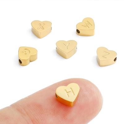 Chihang Bijoux Charms Lettres en Forme de Cœur en Acier Inoxydable pour Bracelets & Colliers DIY - 26 Pendentifs Alphabet