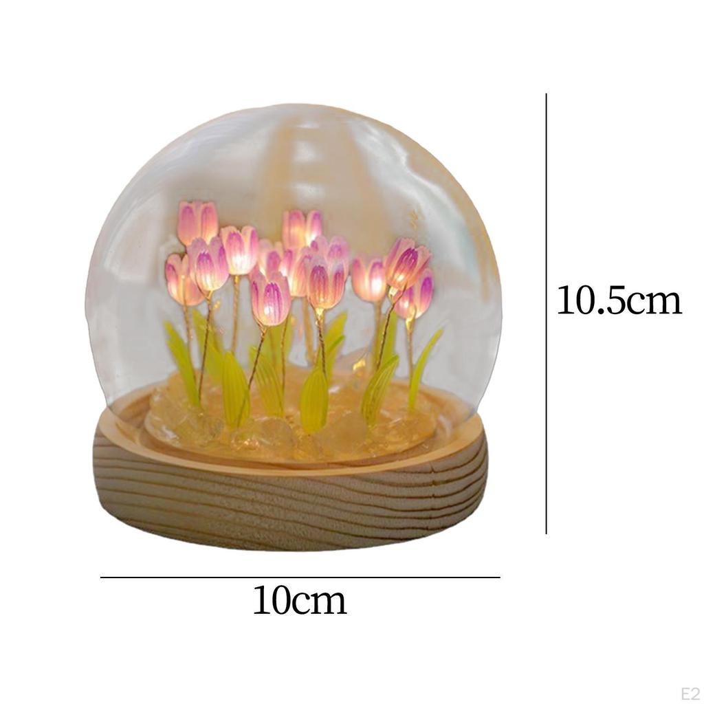 Tulip Night Light Tabletop Ornament Home Decor Simulation Flower Lamp Bedside Table