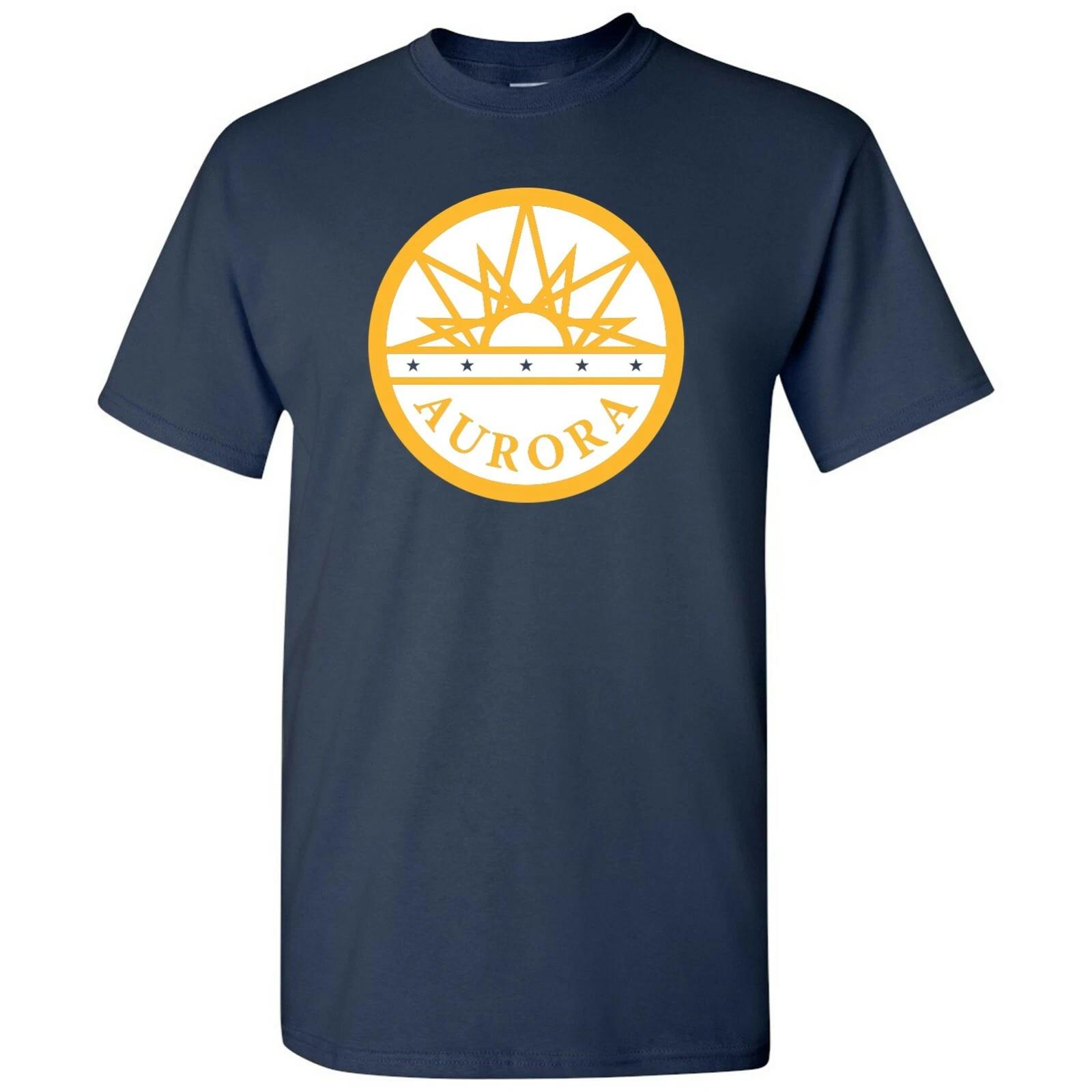 Aurora US City Flag Basic Cotton T-Shirt - Navy 4XL