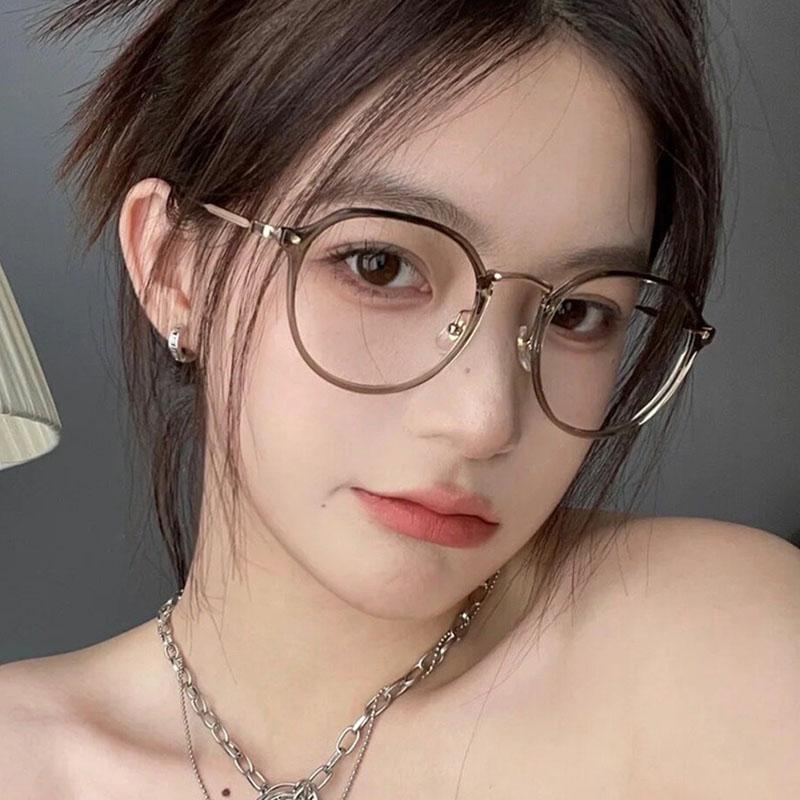 TR90 Frame Clear Lens Glasses Myopia Nerd Spectacles Degree -0.5 to -6.0 Round Hyperopia +0.5 to +6.0 Rivets