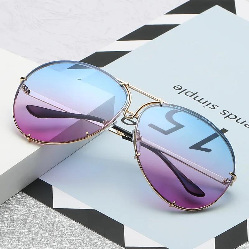Popular Fashion Pilot Sunglasses Women For Men Oversized Luxury Brand Designer Sun Glasses Vintage Gradient Punk Shades Uv400