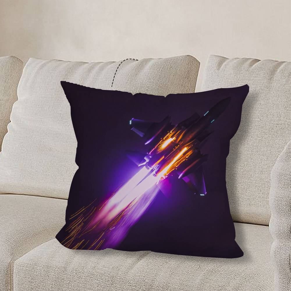 F-F35 F-Fighter Jets F22 Pillow Case Anti-dustmite Pillowcase Invisible Zipper Silky Short Plush Sofa Cushion Cover