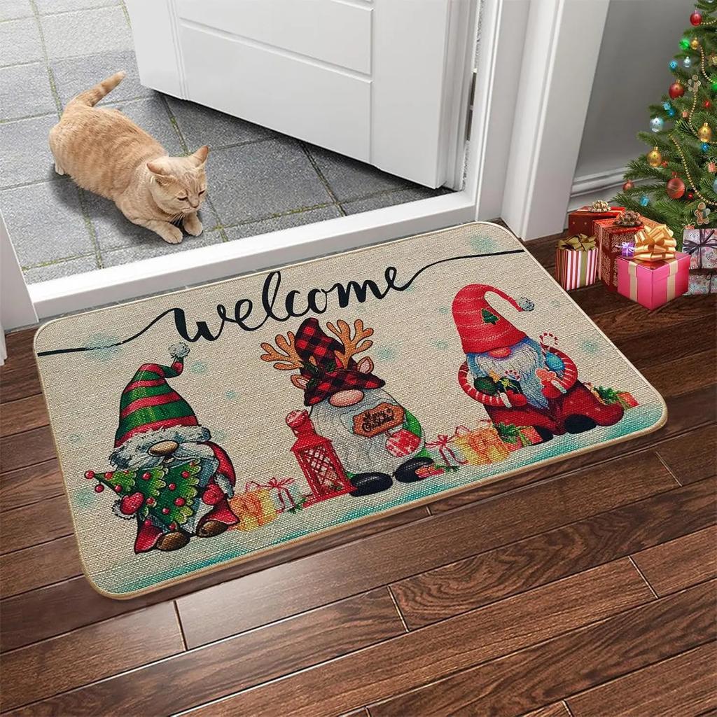 Christmas Decorative Rug, Easy-Clean Non-Slip Merry Christmas Doormat, Indoor/Outdoor Entrance Mat, Home Decor