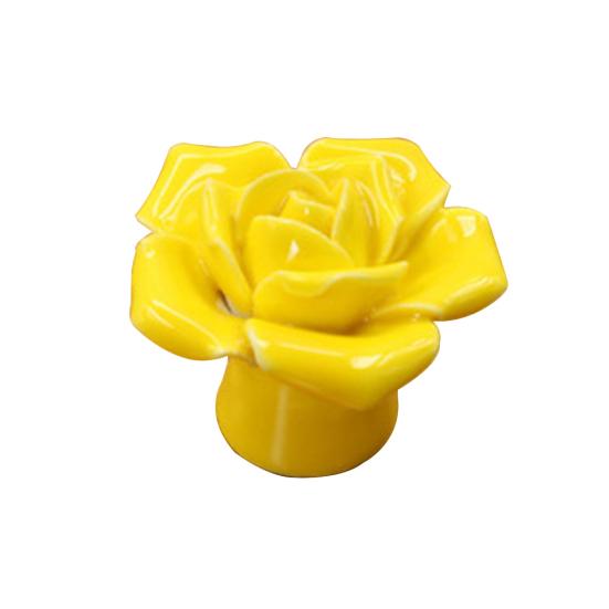 Pomelli per porte in ceramica con fiori di rosa, maniglie per cassetti e ante di armadi con vite