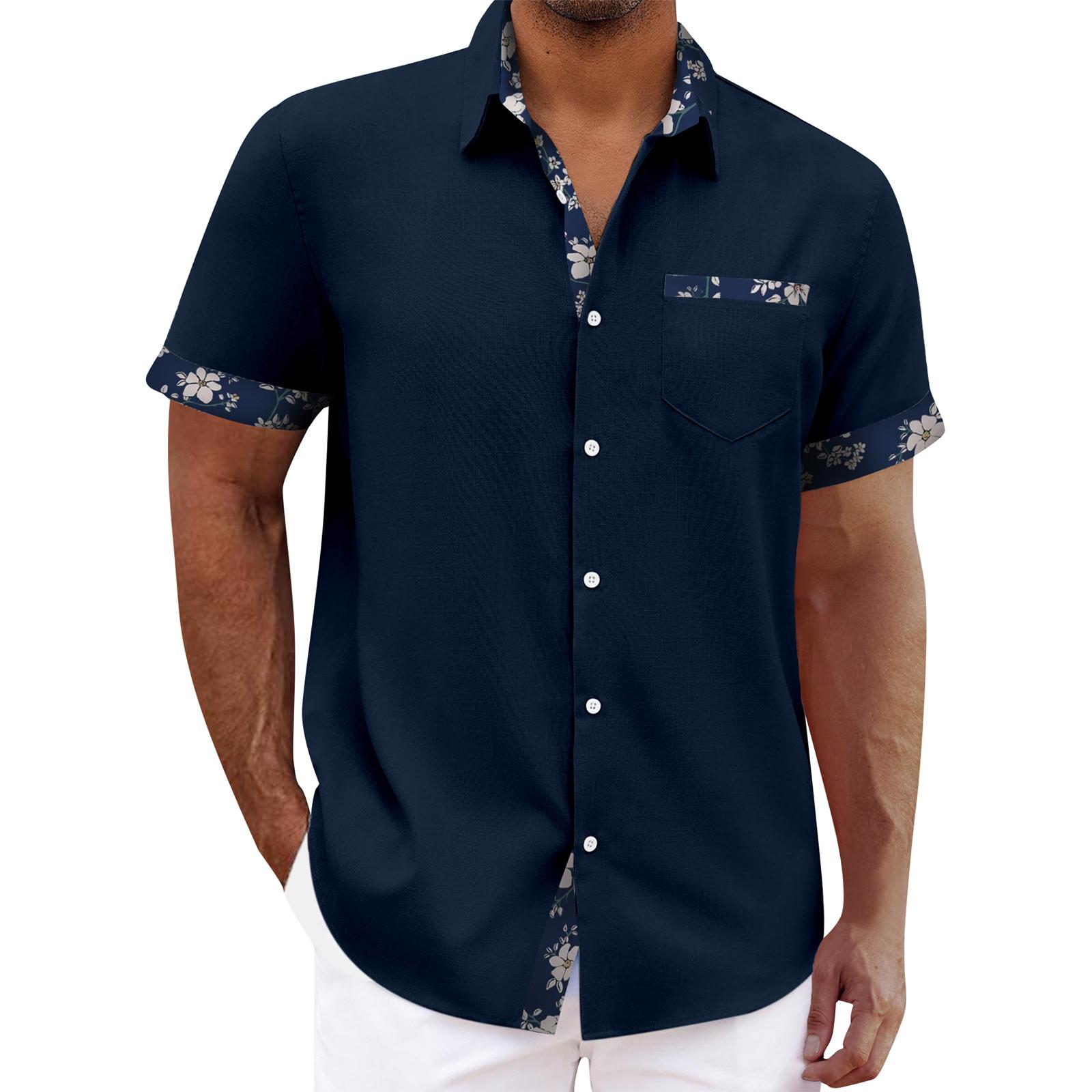 

Hawaiian Shirt For Men, Men s Vintage Button Down Bowling Shirts Short Sleeve Summer Beach Shirt M