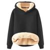Women's Fashion Hooded Solid Colour Sweatshirt Padded Thickened Warm Loose Pullover Sweatshirt