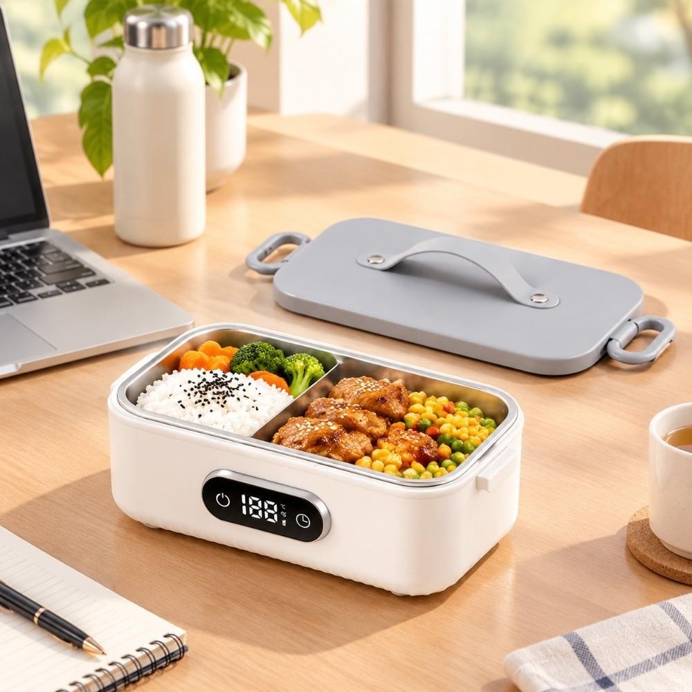 Cordless & Water-free Wireless Heating Food Container 4-speed Temp Electric Lunch Box Outdoor Use
