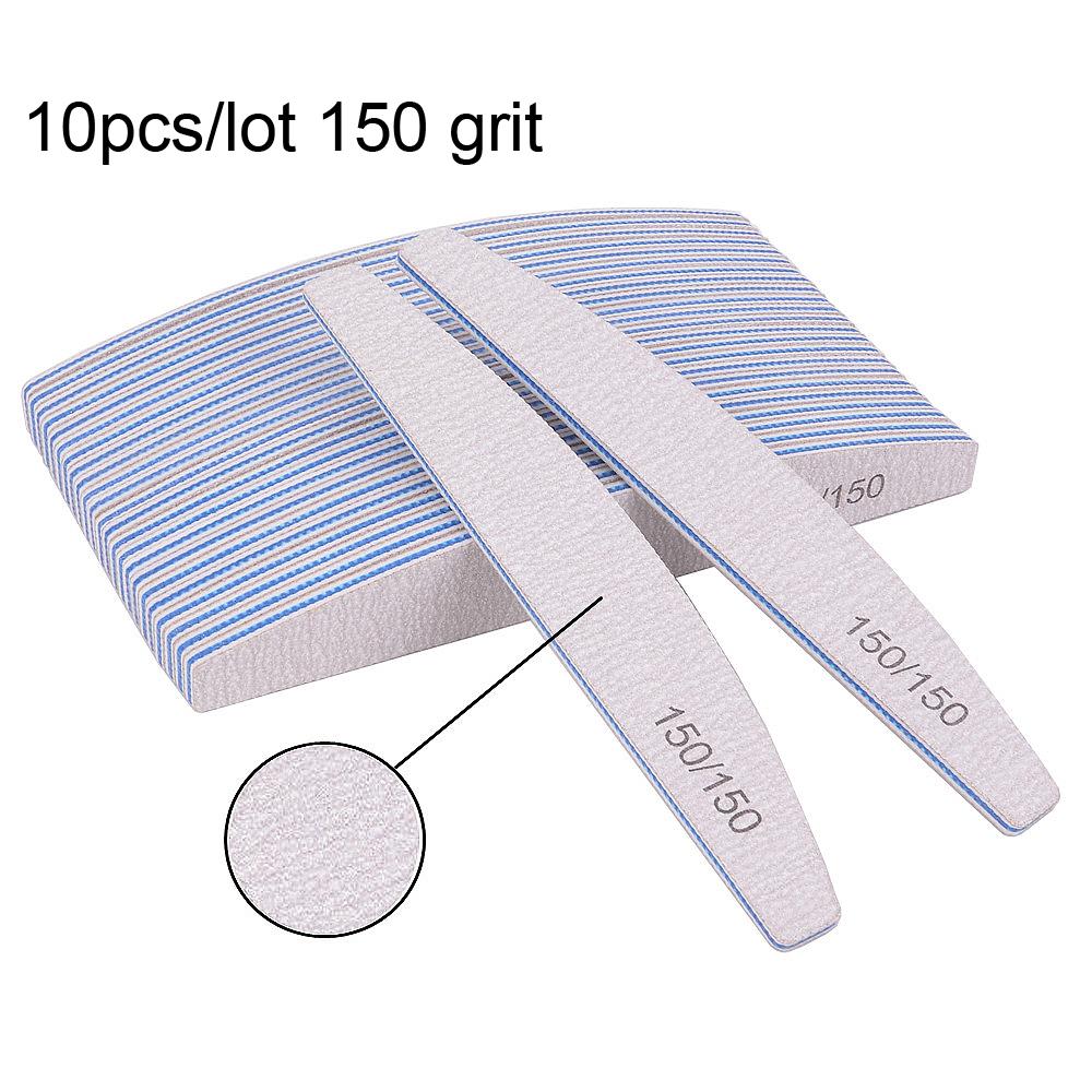 10Pcs Professional Nail File 100/150/180 Sandpaper Strong Thick Nail Files Sanding Half Moon Lime Nail Accessories and Tools