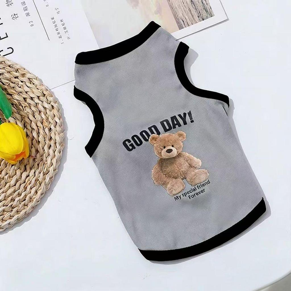 Seasonal Cute Bear Vest for Small Dogs & Cats - Anti-Shedding Bichon Frise & Silver Gradient Shorthair Kitten Clothing