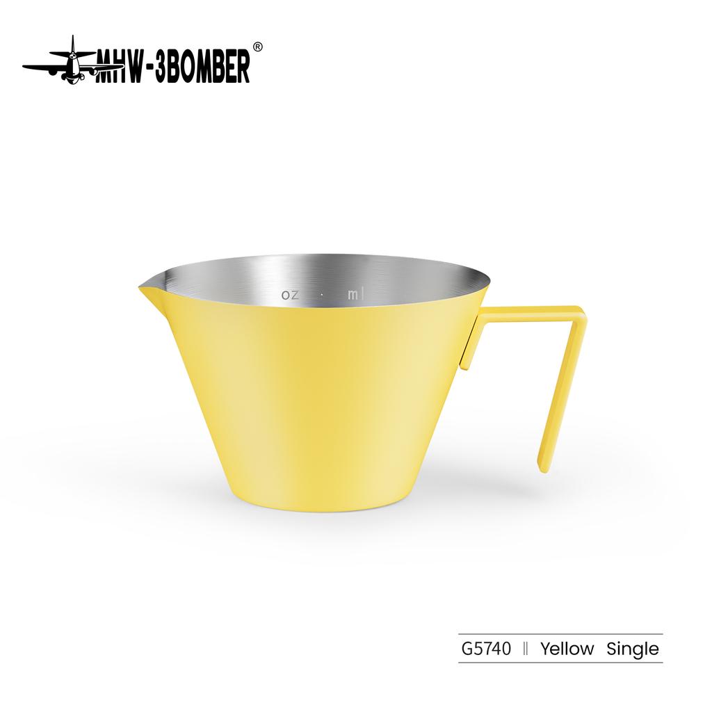 MHW-3BOMBER 100ml Espresso Measuring Cups Single/Double Spouts Stainless Steel Espresso Shot Cups with Handle Scale Barista Tool