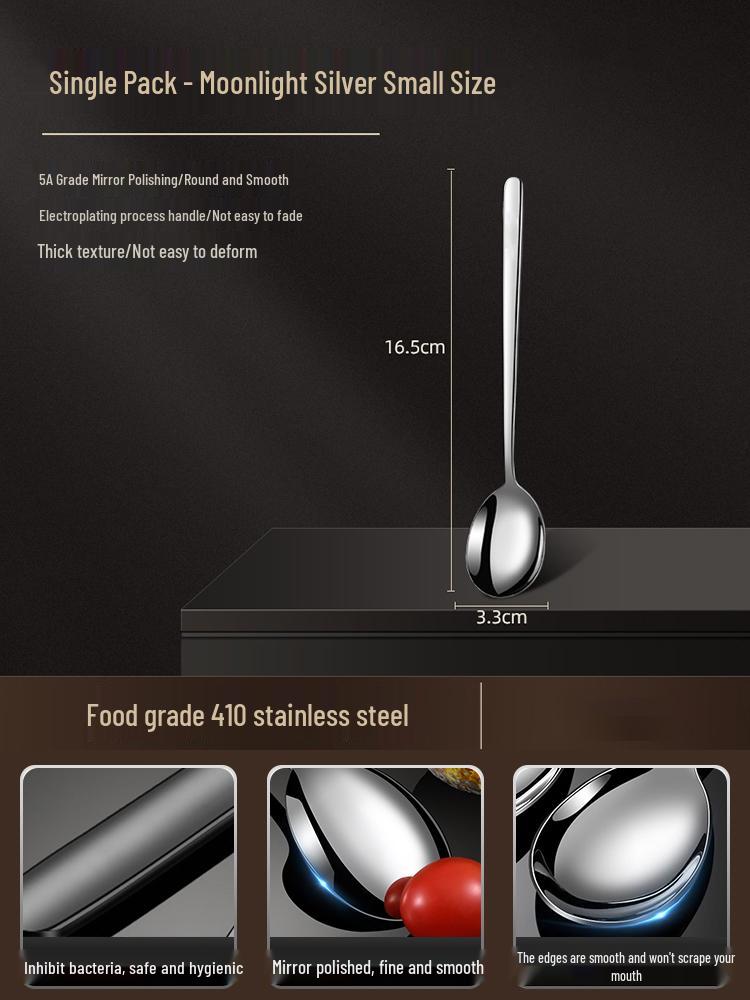 Korean Style Stainless Steel Long Handle Soup & Stirring Spoon