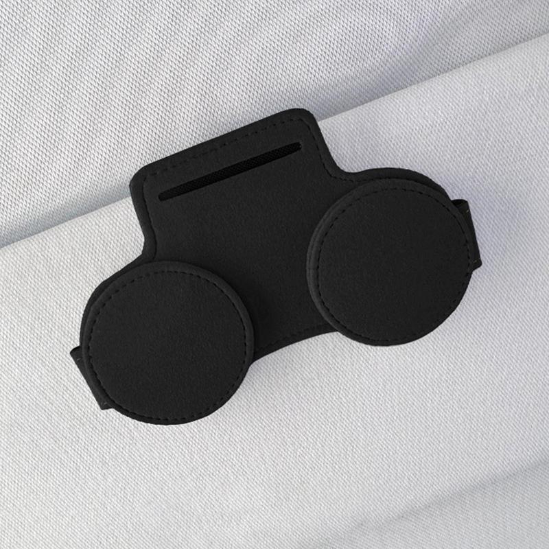 Sunglasses Car Holder Eyeglass Hanger Clip For Car Sun Visor Double Clip Magnetic Leather Storage For Automotive Accessory Decor