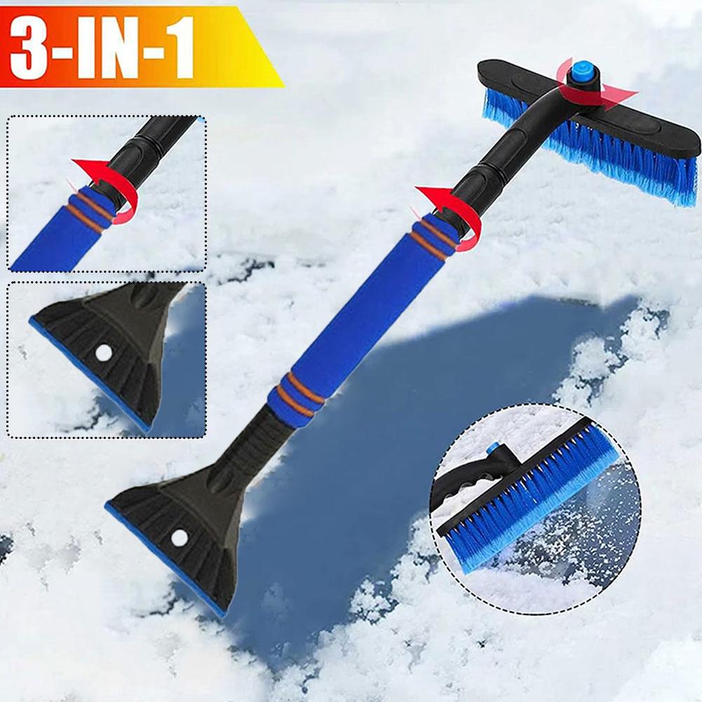 New Multifunctional Snow Shovel Windscreen Shovel Scraper Cleaning Long Windscreen Microfibre Soft Tools Car Handle Brush E8G0