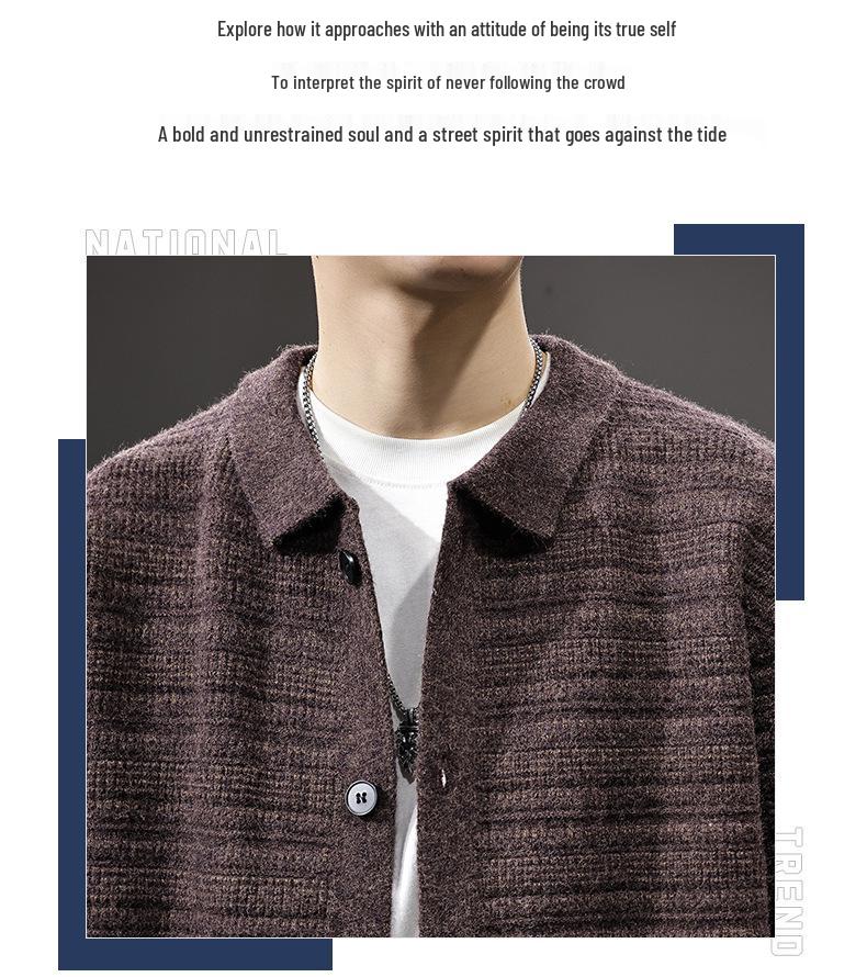 Men's Retro Lazy Style Lapel Cardigan Sweater - Trendy, Casual, and Versatile Knitwear