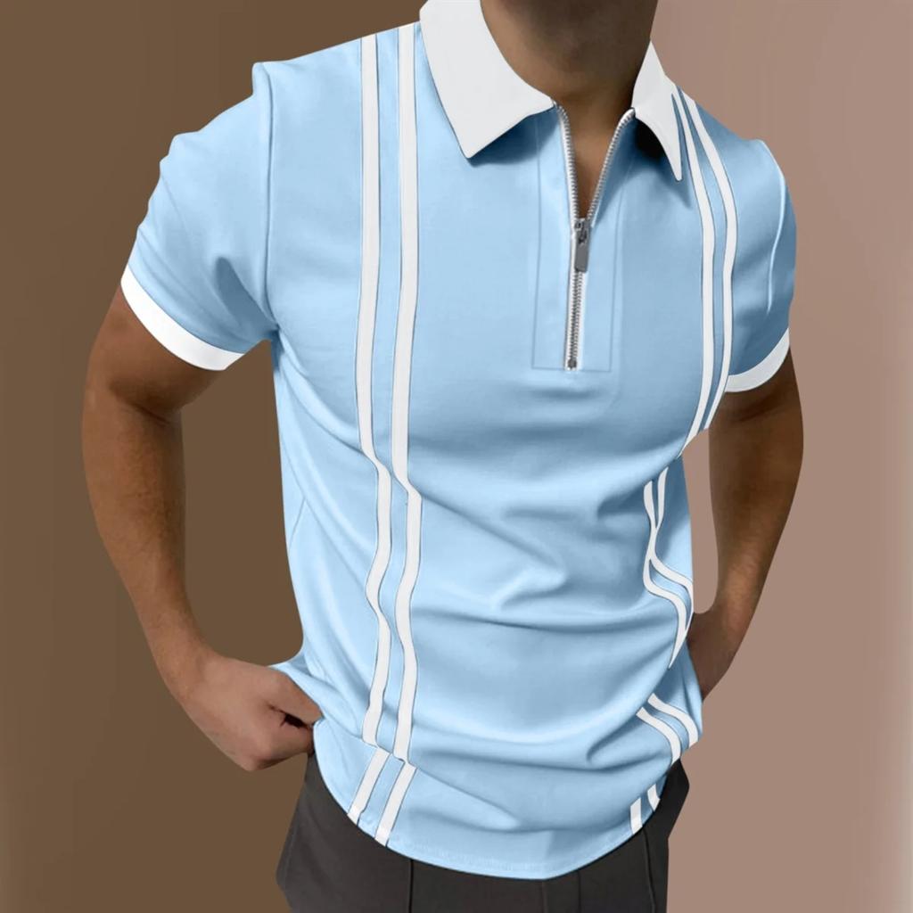 Zipper Design Men's Fashionable Polo Shirt Color 3D Digital Printing Summer Comfortable Outdoor WearPopular Quick Dry
