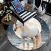 Magical Horse Round Area Rug,Carpet Rug for Living Room Bedroom Sofa Playroom Decor,Non-slip Floor Mat